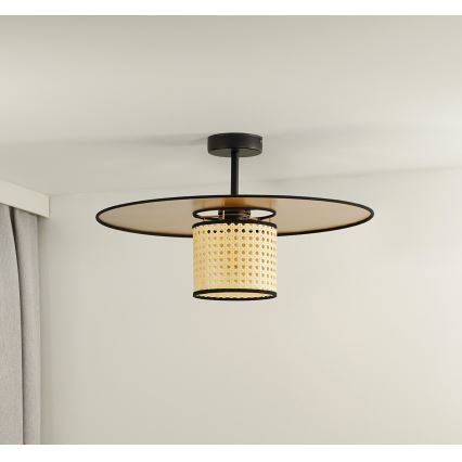 Duolla - Żyrandol natynkowy TOKYO RATTAN 1xE27/15W/230V śr. 50 cm złoty/rattan