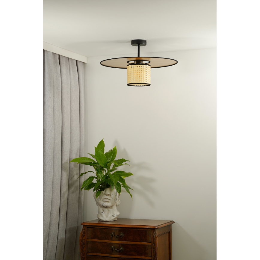 Duolla - Żyrandol natynkowy TOKYO RATTAN 1xE27/15W/230V śr. 50 cm złoty/rattan