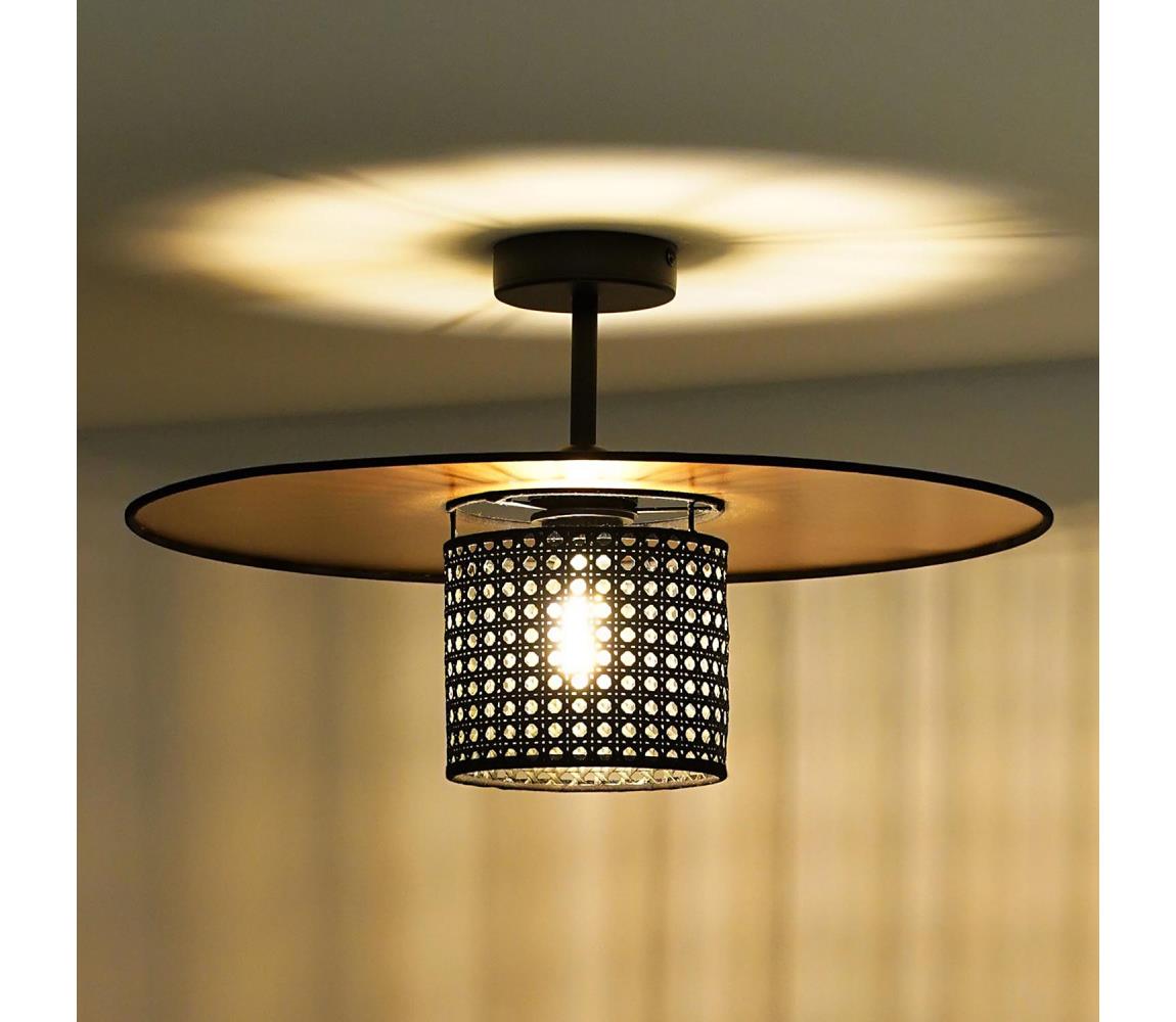 - Żyrandol natynkowy TOKYO RATTAN 1xE27/15W/230V śr. 50 cm złoty/czarny