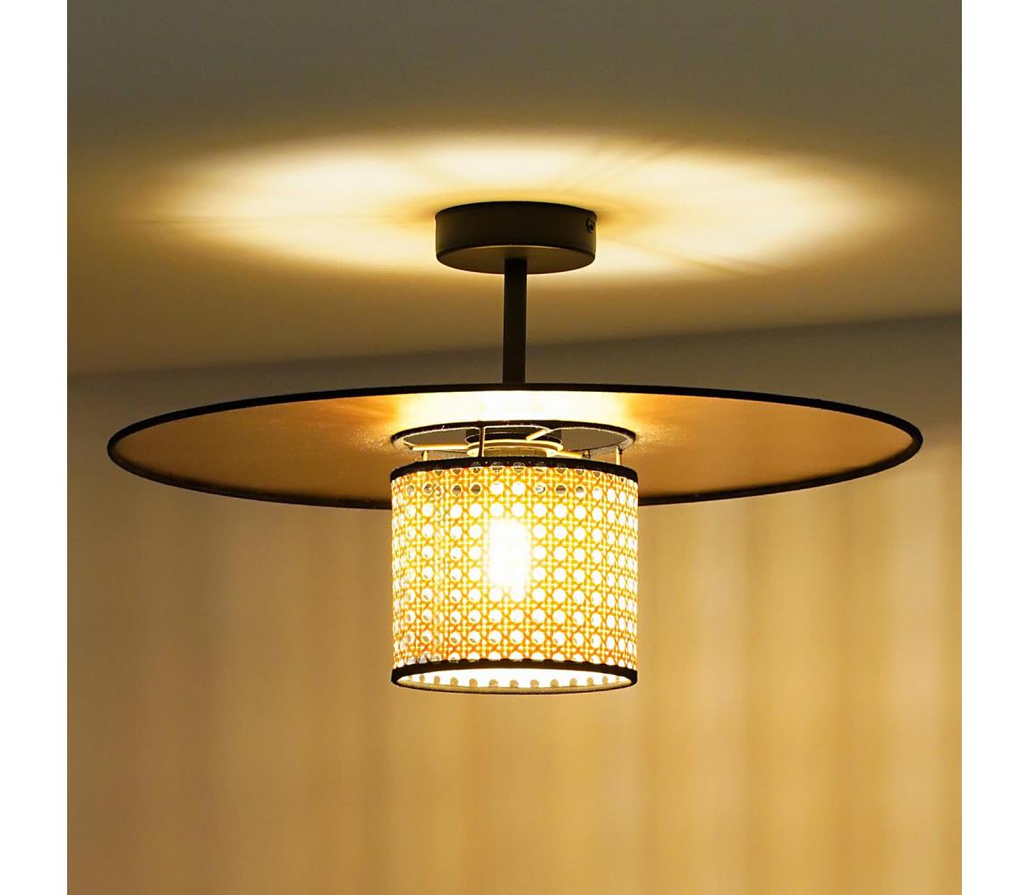 - Żyrandol natynkowy TOKYO RATTAN 1xE27/15W/230V śr. 50 cm złoty/rattan