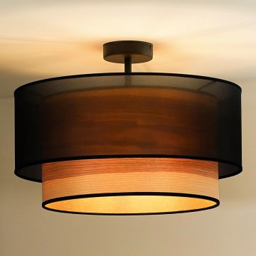 Duolla - Żyrandol natynkowy WOOD BOHO 1xE27/15W/230V śr. 45 cm czarny/beżowy