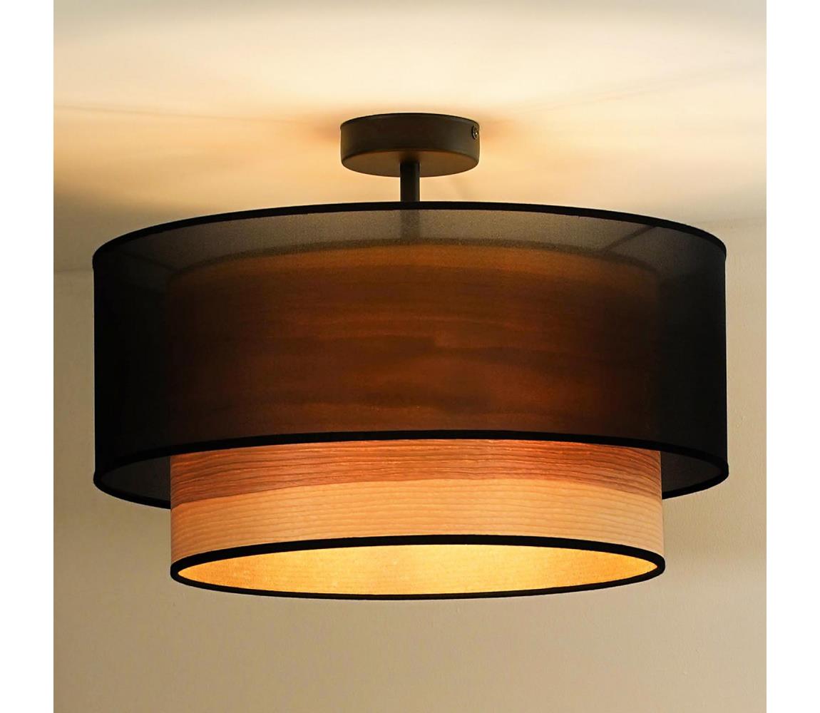 - Żyrandol natynkowy WOOD BOHO 1xE27/15W/230V śr. 45 cm czarny/beżowy