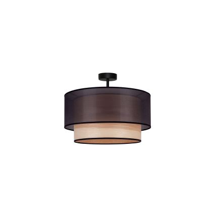 Duolla - Żyrandol natynkowy WOOD BOHO 1xE27/15W/230V śr. 45 cm czarny/beżowy