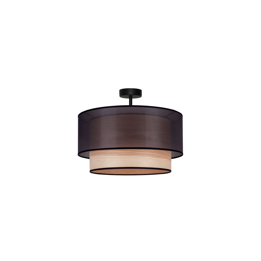 Duolla - Żyrandol natynkowy WOOD BOHO 1xE27/15W/230V śr. 45 cm czarny/beżowy
