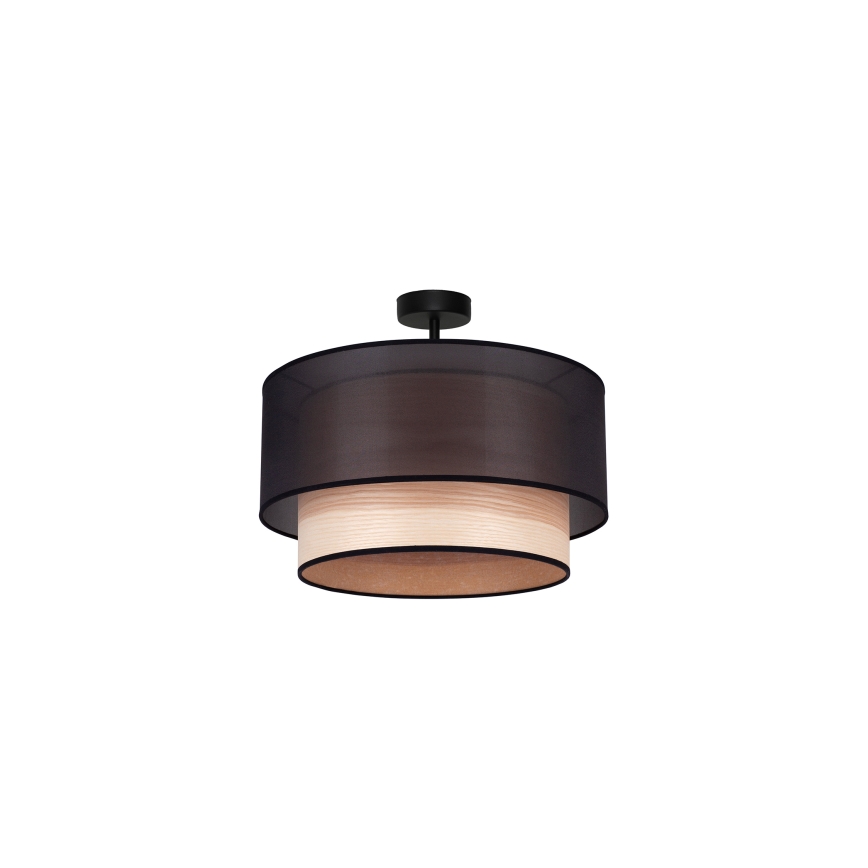 Duolla - Żyrandol natynkowy WOOD BOHO 1xE27/15W/230V śr. 45 cm czarny/beżowy