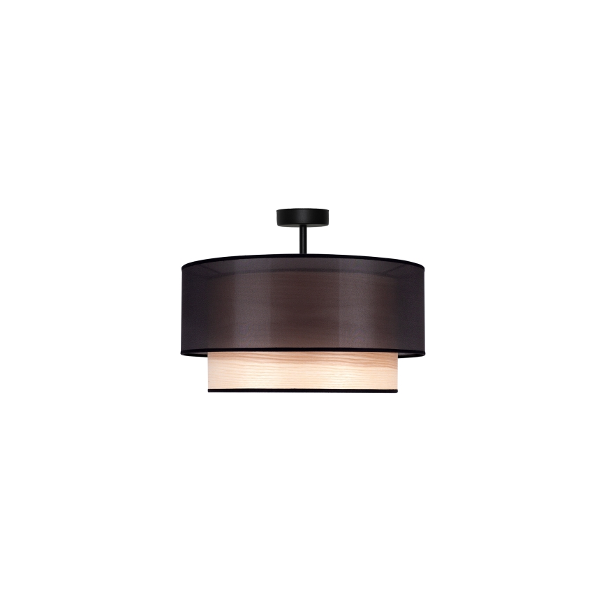 Duolla - Żyrandol natynkowy WOOD BOHO 1xE27/15W/230V śr. 45 cm czarny/beżowy