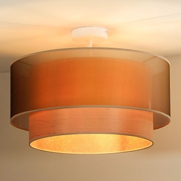 Duolla - Żyrandol natynkowy WOOD BOHO 1xE27/15W/230V śr. 45 cm miedziany/beżowy