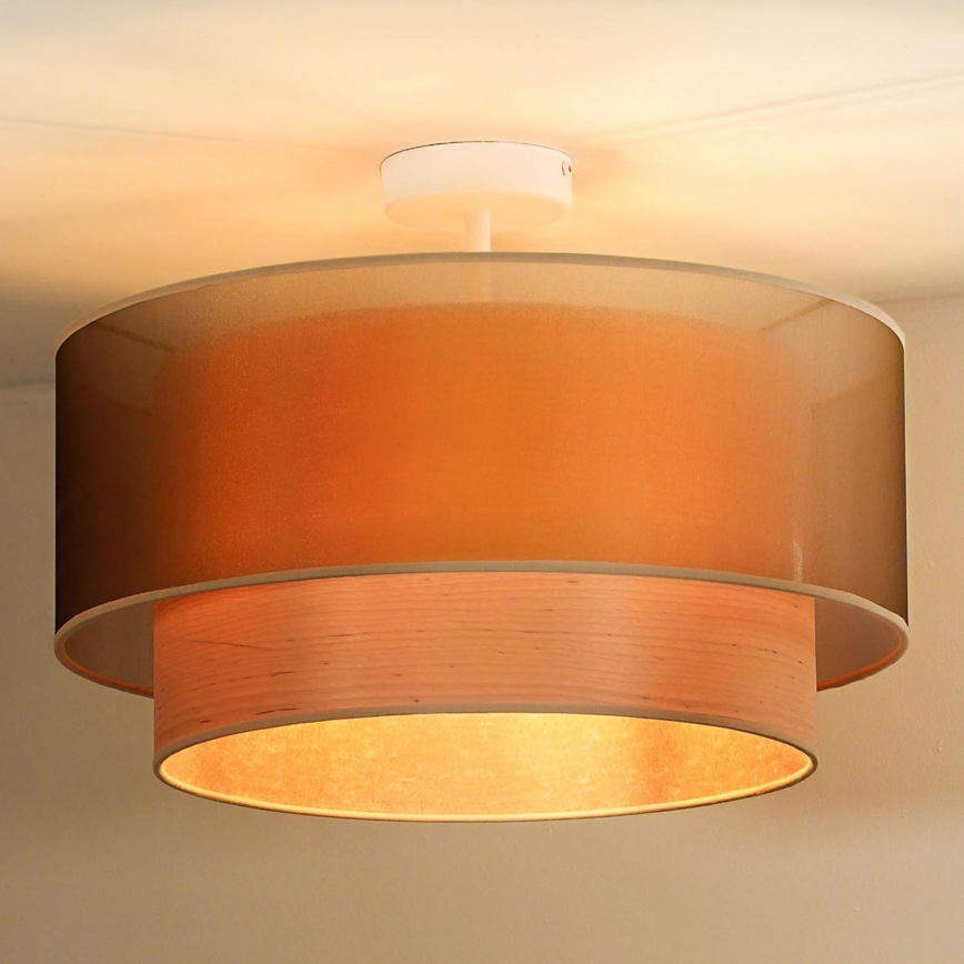 Duolla - Żyrandol natynkowy WOOD BOHO 1xE27/15W/230V śr. 45 cm miedziany/beżowy