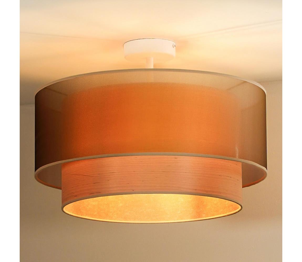 - Żyrandol natynkowy WOOD BOHO 1xE27/15W/230V śr. 45 cm miedziany/beżowy
