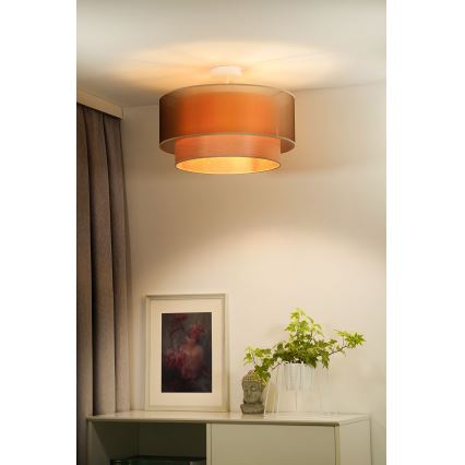 Duolla - Żyrandol natynkowy WOOD BOHO 1xE27/15W/230V śr. 45 cm miedziany/beżowy