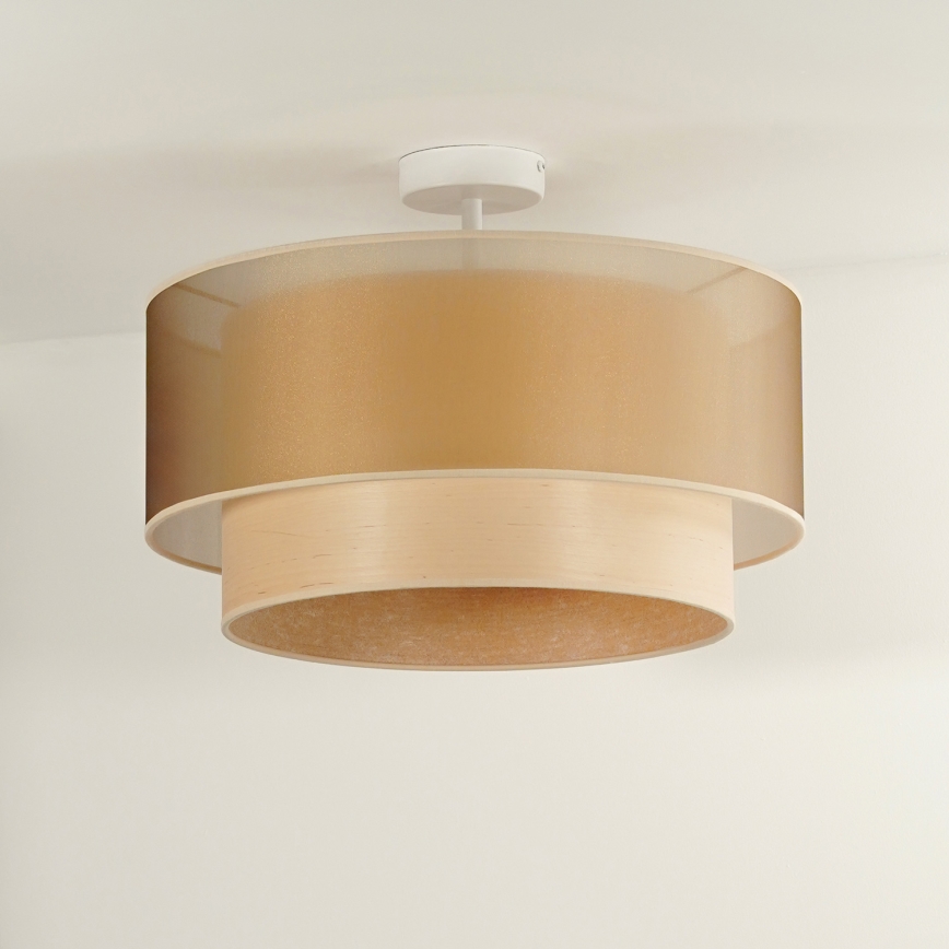 Duolla - Żyrandol natynkowy WOOD BOHO 1xE27/15W/230V śr. 45 cm miedziany/beżowy