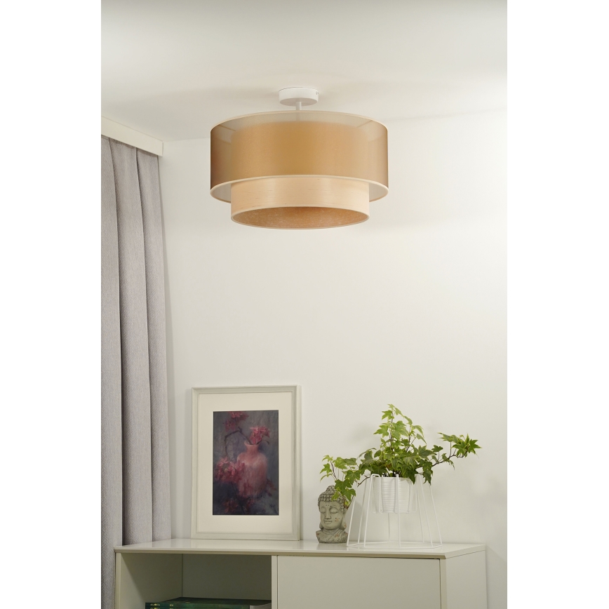 Duolla - Żyrandol natynkowy WOOD BOHO 1xE27/15W/230V śr. 45 cm miedziany/beżowy