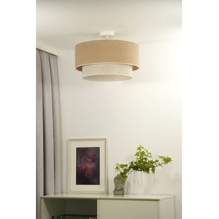 Duolla - Żyrandol natynkowy YUTE BOHO 1xE27/15W/230V śr. 45 cm brązowy/kremowy
