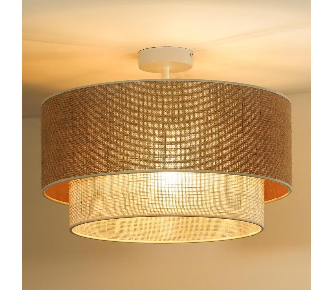 - Żyrandol natynkowy YUTE BOHO 3xE27/15W/230V śr. 60 cm brązowy/kremowy