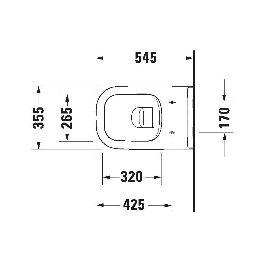 Duravit 25700920002 - Wisząca miska WC bezkołnierzowa D-CODE ceramika/biały połysk