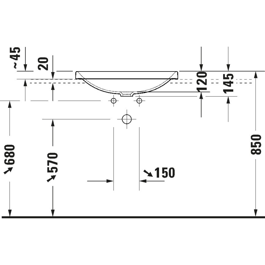 Duravit 358600079 - Umywalka wpuszczana D-NEO 60x44 cm ceramika/biały połysk
