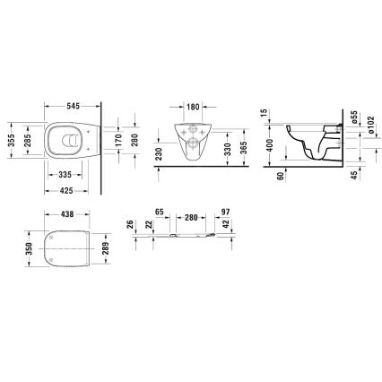 Duravit 45350900A1 - Miska WC wisząca z deską sedesową SoftClose D-CODE, ceramika/biały połysk