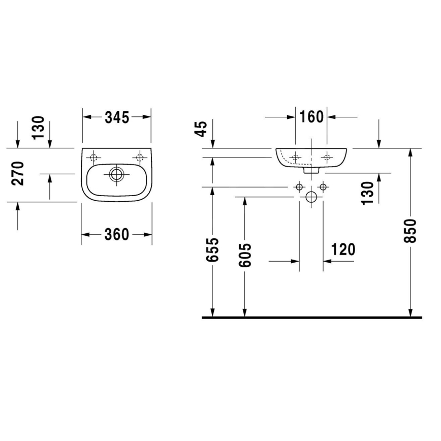 Duravit 7053600092 - Umywalka wisząca D-CODE 36x27 cm ceramika/biały połysk