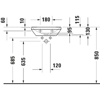 Duravit 738450041 - Umywalka wisząca D-NEO 45x33,5 cm ceramika/biały połysk
