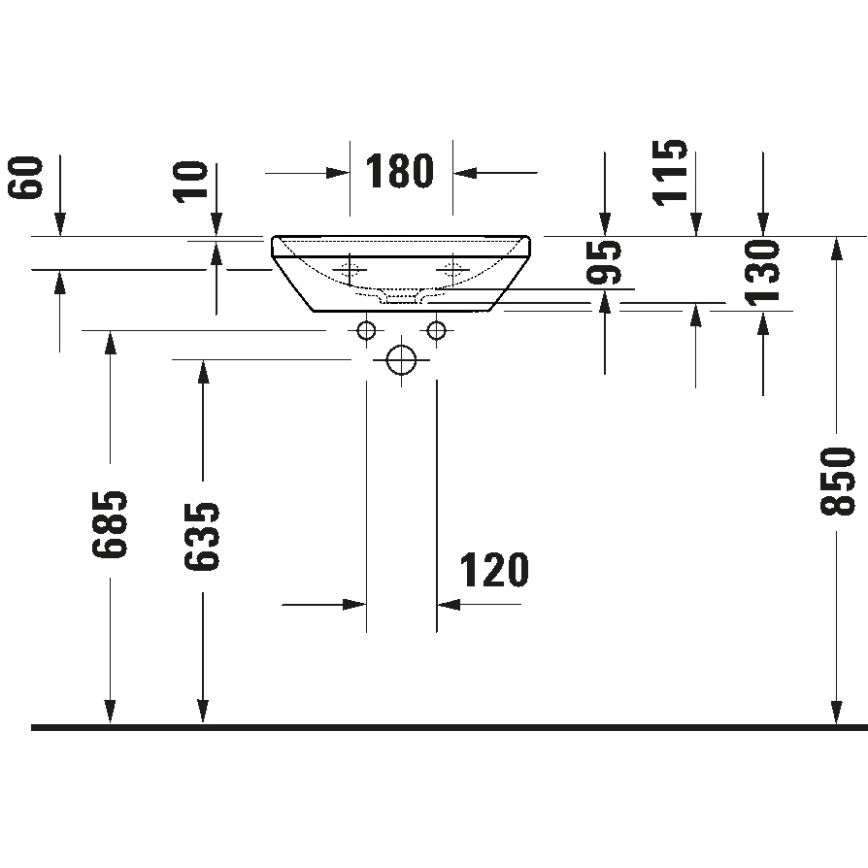 Duravit 738450041 - Umywalka wisząca D-NEO 45x33,5 cm ceramika/biały połysk