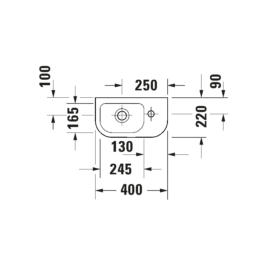 Duravit 7494000412 - Umywalka wisząca D-CODE 40x22 cm ceramika/biel w połysku