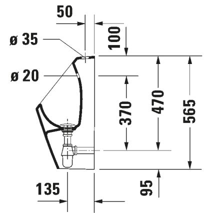 Duravit 828300000 - Bezkołnierzowy pisuar D-CODE, przyłącze od góry, odpływ z tyłu, ceramika, biały połysk