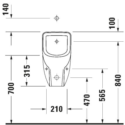 Duravit 828300000 - Bezkołnierzowy pisuar D-CODE, przyłącze od góry, odpływ z tyłu, ceramika, biały połysk