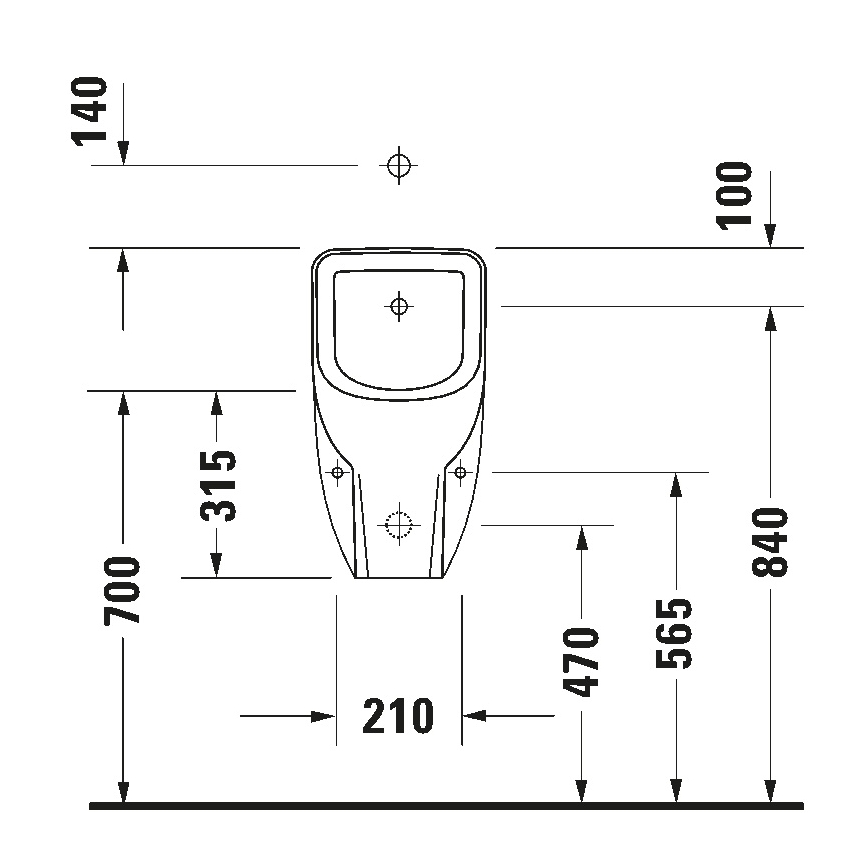Duravit 828300000 - Bezkołnierzowy pisuar D-CODE, przyłącze od góry, odpływ z tyłu, ceramika, biały połysk
