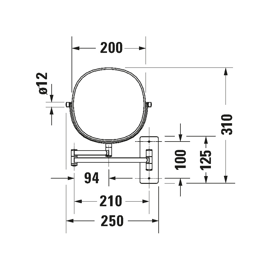 Duravit 99121000 - Lusterko kosmetyczne naścienne D-CODE, chrom błyszczący