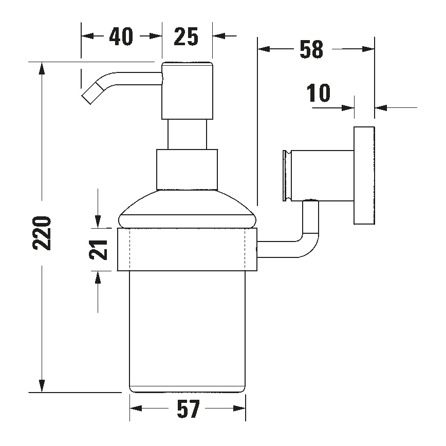Duravit 99164600 - Dozownik mydła ścienny D-CODE 390 ml szkło mleczne/matowa czerń