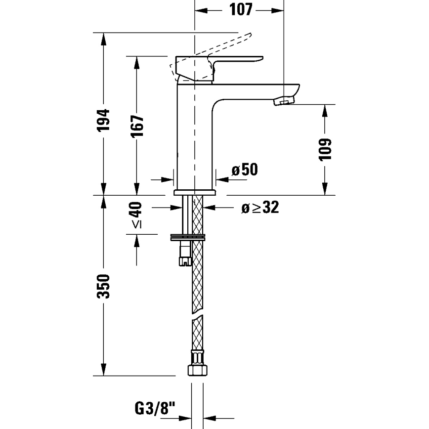 Duravit DC1023002046 - Bateria umywalkowa D-CODE, czarny mat