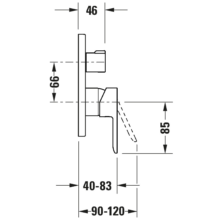 Duravit DC4210012046 - Bateria prysznicowa do instalacji podtynkowej D-CODE czarny mat