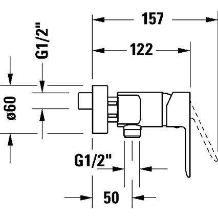 Duravit DC4230001010 - Ścienna bateria bidetowa D-CODE, chrom błyszczący