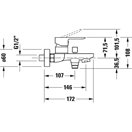 Duravit DC5230001010 - Bateria wannowa D-CODE chrom błyszczący