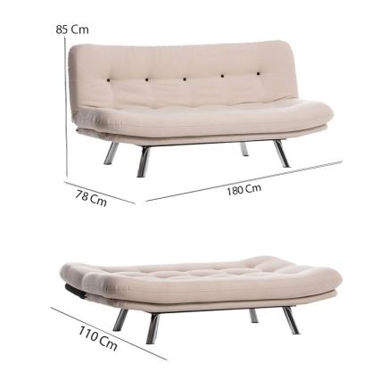 Dwuosobowa rozkładana sofa BAKU kremowa