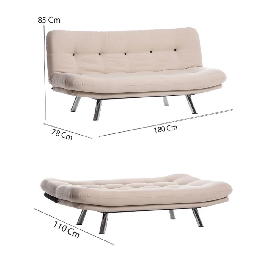 Dwuosobowa rozkładana sofa BAKU kremowa
