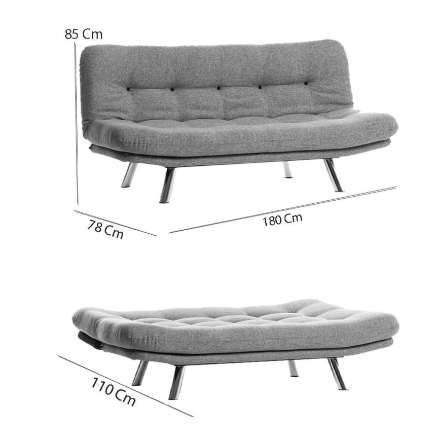 Dwuosobowa rozkładana sofa BINA jasnoszara