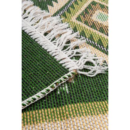 Dwustronny orientalny dywan KILIM 80 x 150 cm zielony/beżowy