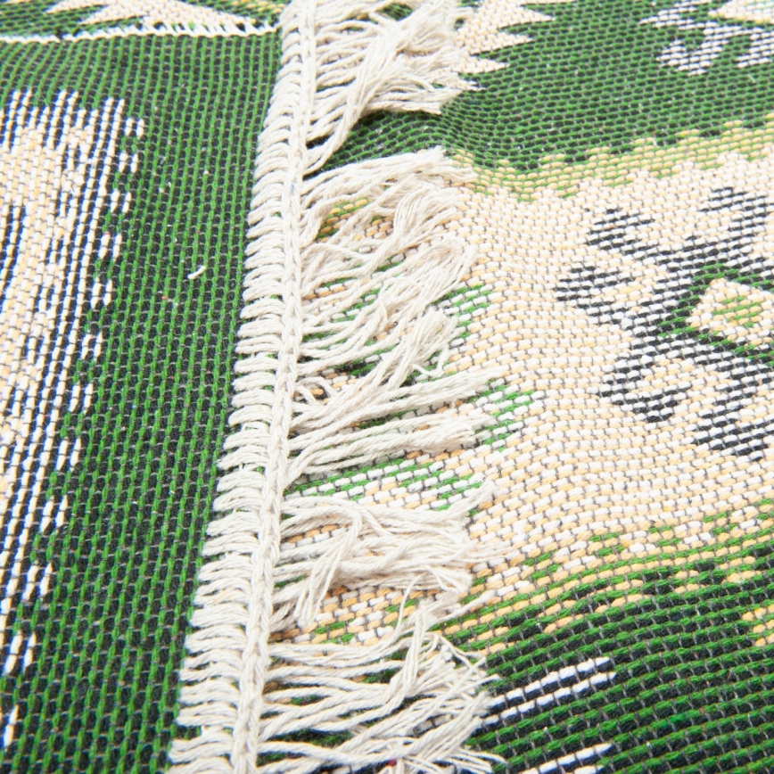 Dwustronny orientalny dywan KILIM 80 x 150 cm zielony/beżowy