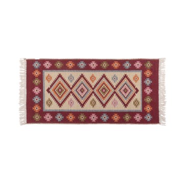 Dwustronny orientalny dywan KILIM 80x150 cm czerwony/beżowy