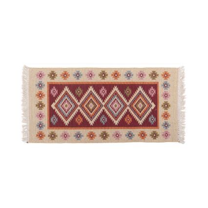Dwustronny orientalny dywan KILIM 80x150 cm czerwony/beżowy