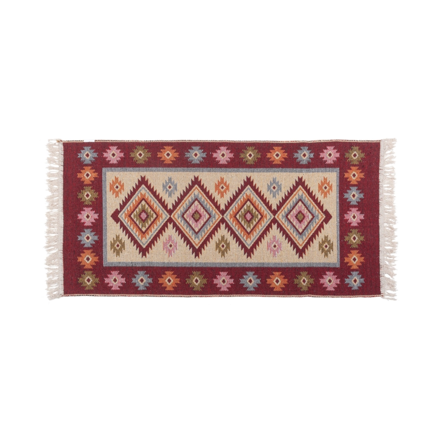 Dwustronny orientalny dywan KILIM 80x150 cm czerwony/beżowy
