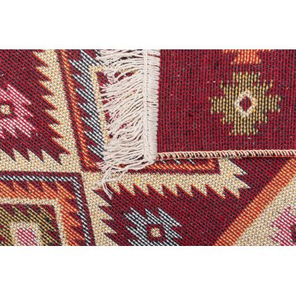 Dwustronny orientalny dywan KILIM 80x150 cm czerwony/beżowy