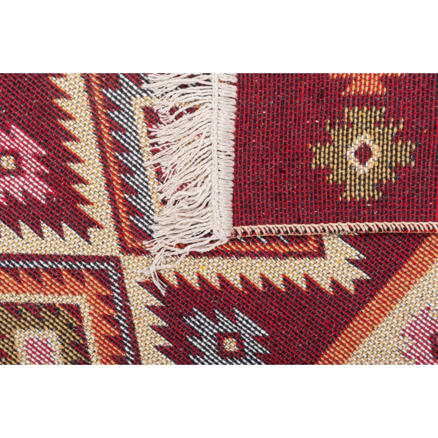 Dwustronny orientalny dywan KILIM 80x150 cm czerwony/beżowy