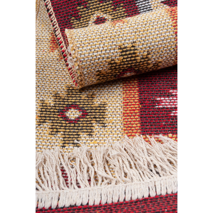 Dwustronny orientalny dywan KILIM 80x150 cm czerwony/beżowy