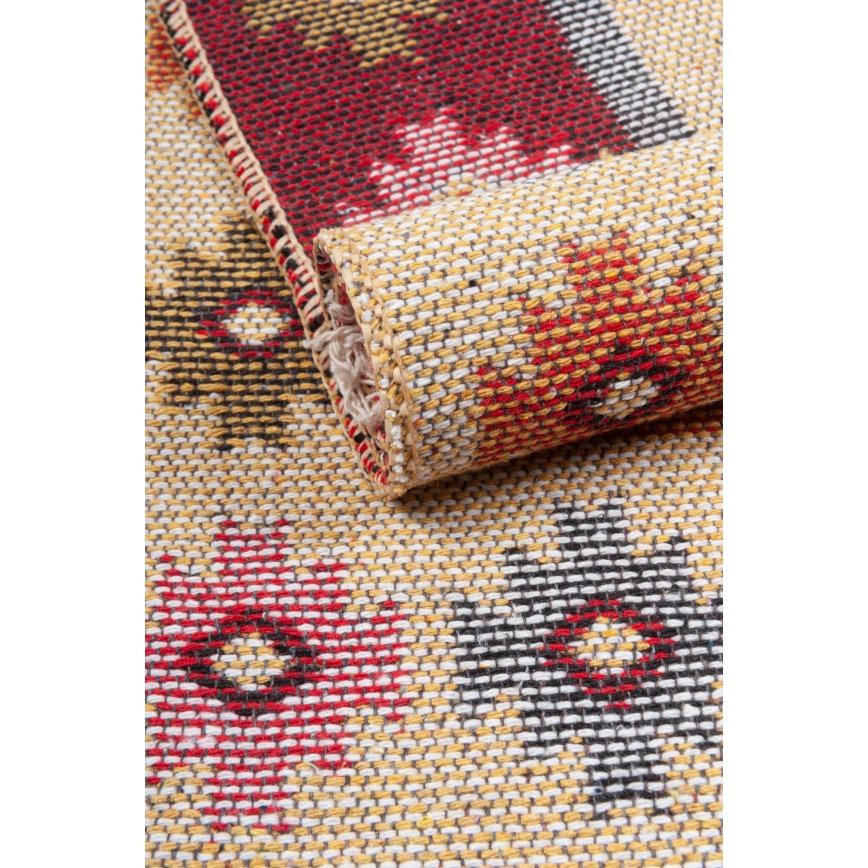 Dwustronny orientalny dywan KILIM 80x150 cm czerwony/beżowy