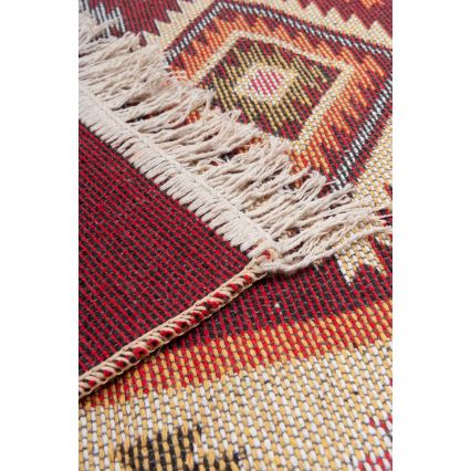Dwustronny orientalny dywan KILIM 80x150 cm czerwony/beżowy