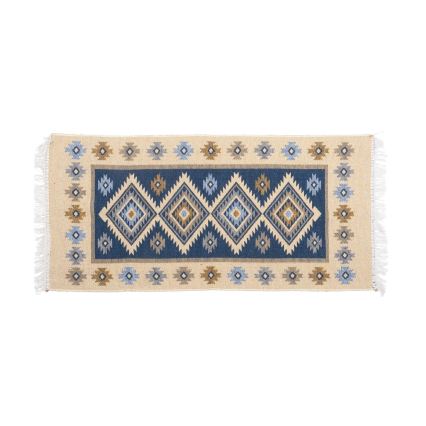 Dwustronny orientalny dywan KILIM 80x150 cm niebieski/beżowy
