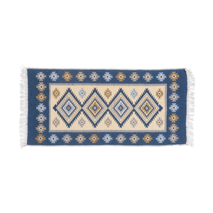 Dwustronny orientalny dywan KILIM 80x150 cm niebieski/beżowy