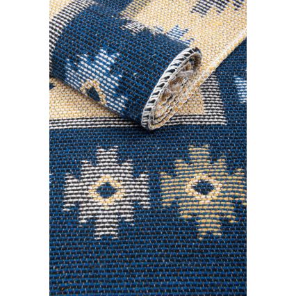 Dwustronny orientalny dywan KILIM 80x150 cm niebieski/beżowy